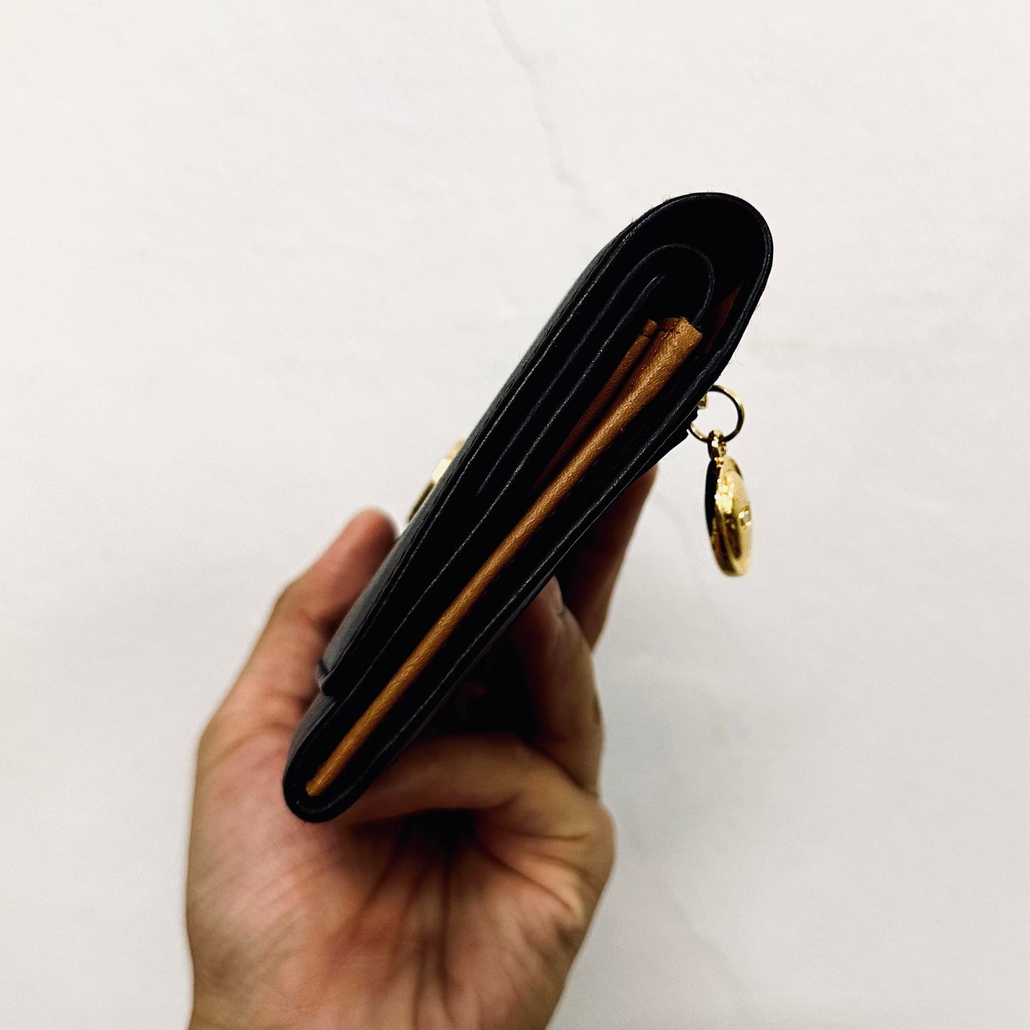 Christian Dior CD Dark Brown GHW Smooth Leather Giant Monogram Logo Flap Continental Long Wallet