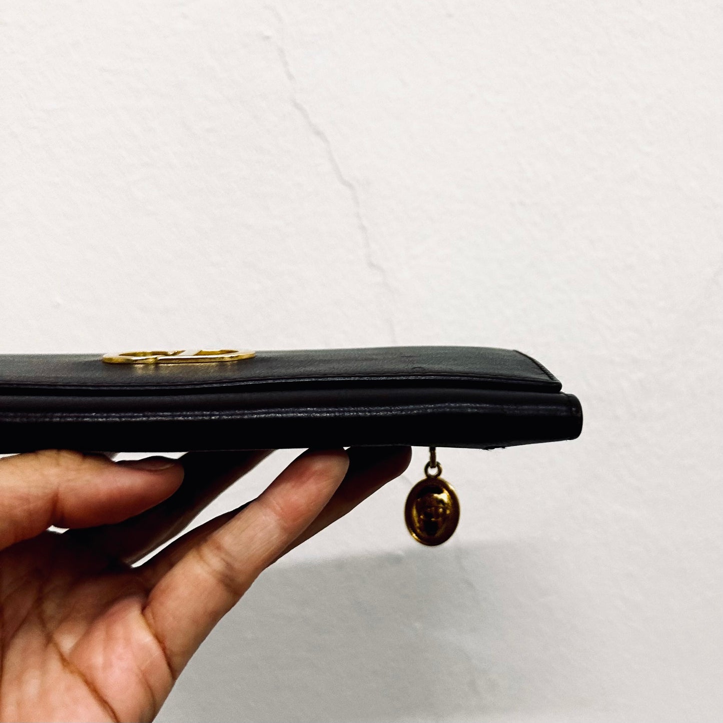 Christian Dior CD Dark Brown GHW Smooth Leather Giant Monogram Logo Flap Continental Long Wallet