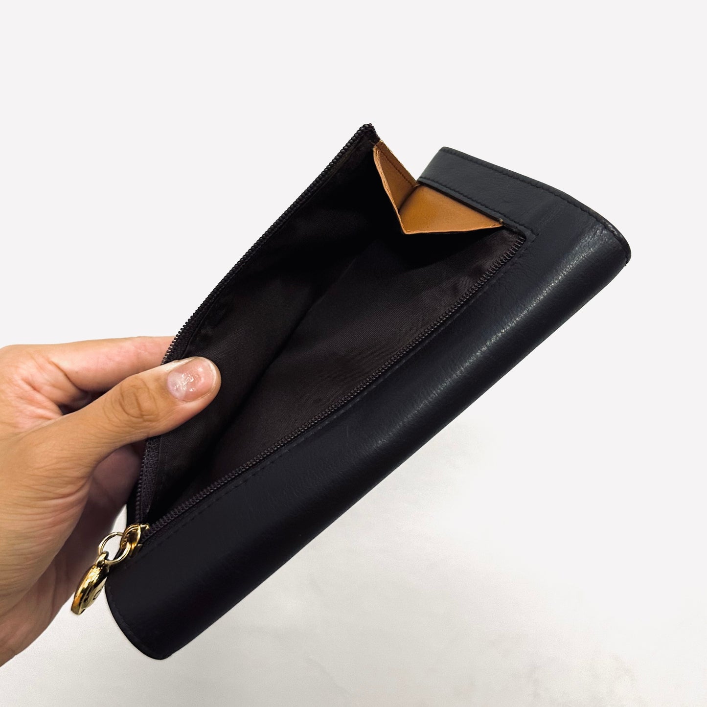 Christian Dior CD Dark Brown GHW Smooth Leather Giant Monogram Logo Flap Continental Long Wallet