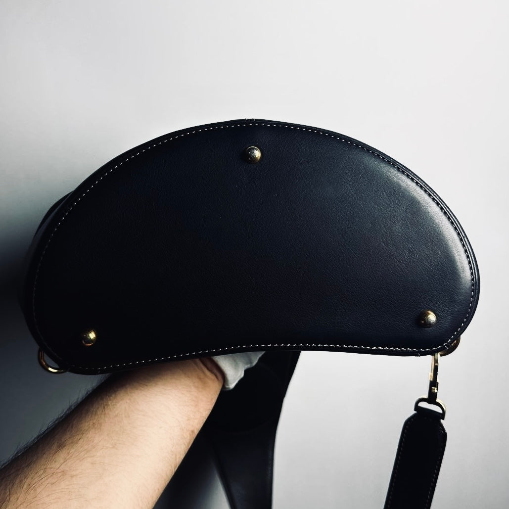 Loewe Anton Black GHW Monogram Logo Leather Shoulder Sling Bag With Pouch
