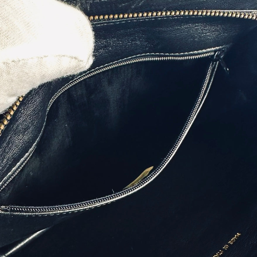 Chanel Black GHW Quilted Lambskin CC Logo Vintage Zip Shoulder Sling Bag 1s with Tassel Fringe
