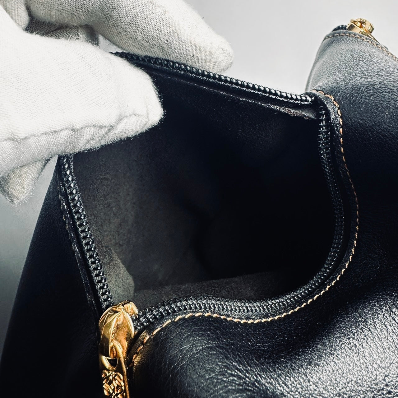 Loewe Anton Black GHW Monogram Logo Leather Shoulder Sling Bag With Pouch