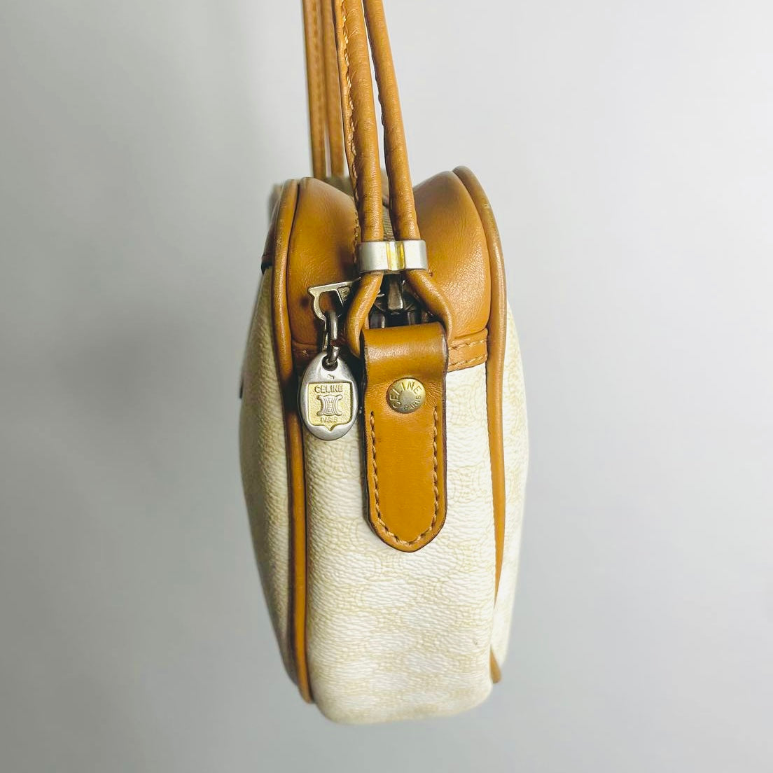 Celine White / Beige Heart Triomphe Macadam Monogram Logo Shoulder Sling Bag