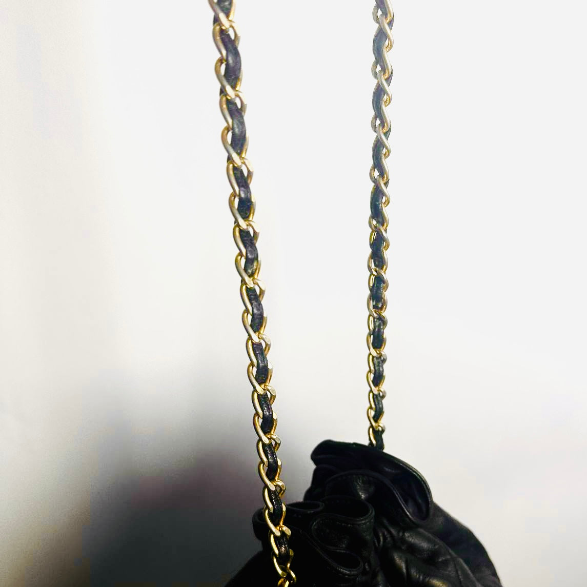 Chanel Black GHW CC Monogram Logo Quilted Lambskin Vintage Bucket Shoulder Sling Bag 1s With Double Tassels