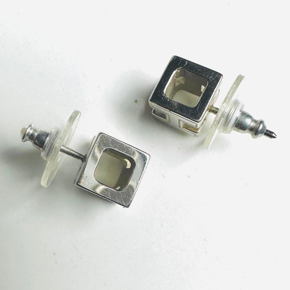 Hermes Rose Dragee Pink Cube H Cage D’Hermes Monogram Logo Stud Earrings