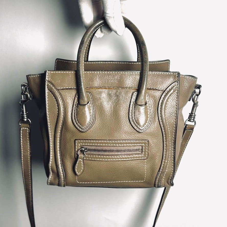 Celine Souris Nano Luggage Monogram Logo Top Handle Shoulder Sling Bag