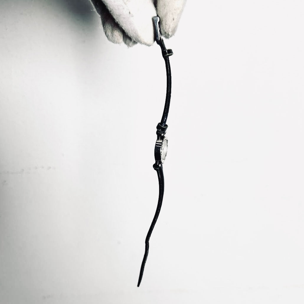 Tiffany & Co T&C Atlas Round White Dial Black Leather Strap 20MM Quartz Watch