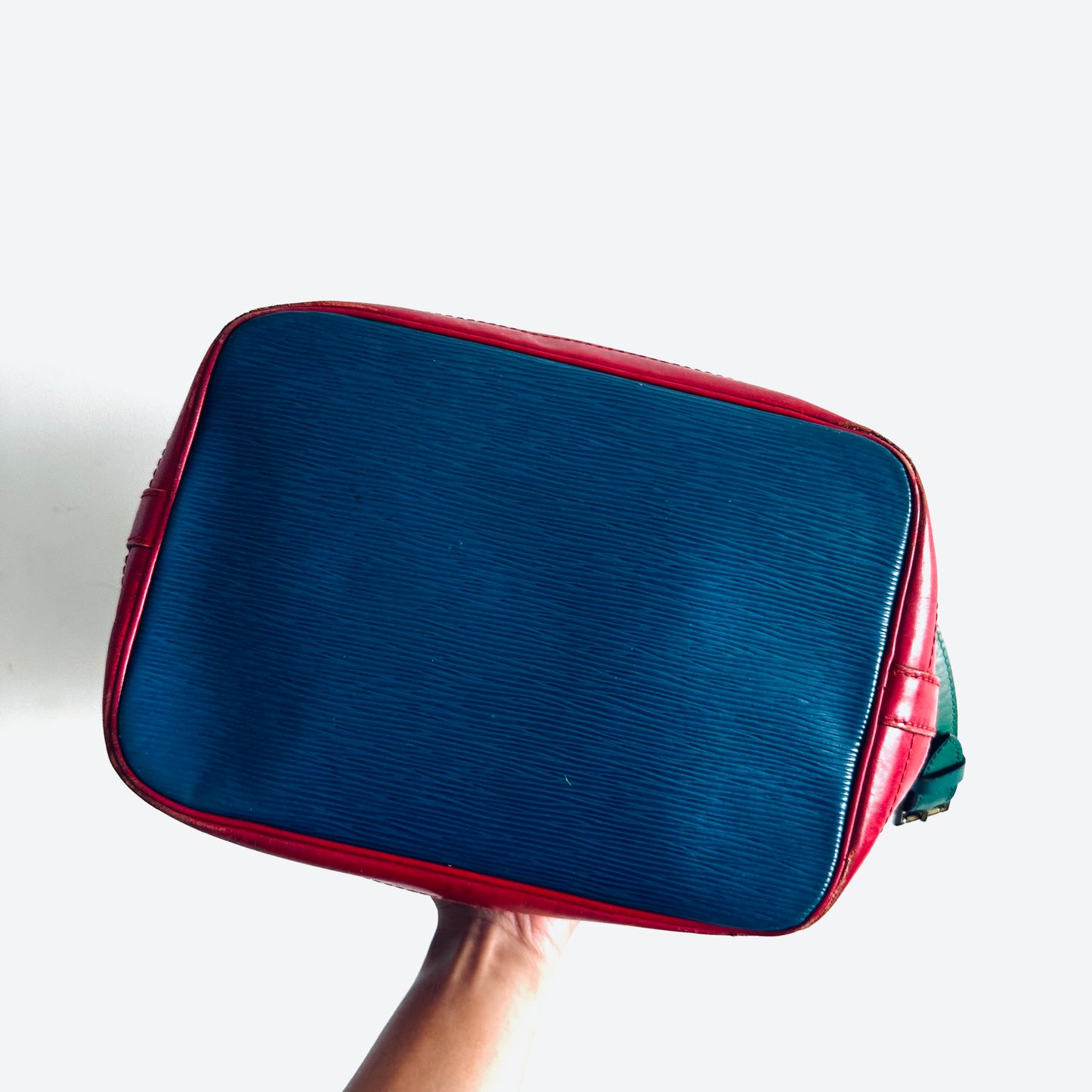 Louis Vuitton LV Red / Blue / Green GHW Epi Leather Petit Noe Bucket Monogram Logo Shoulder Sling Bag