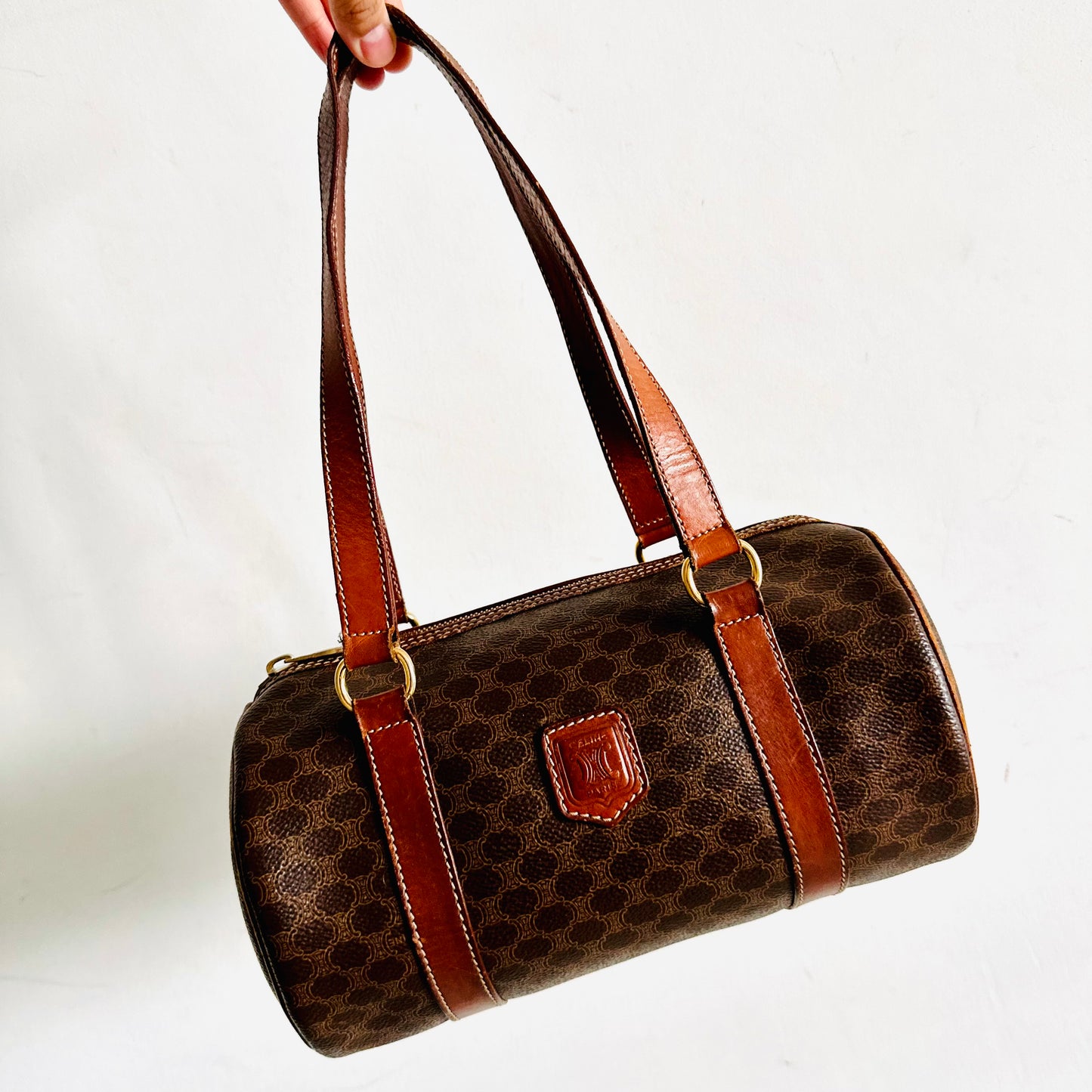 Celine Papillon Roller Triomphe Macadam Monogram Logo GHW Small Vintage Shoulder Bag