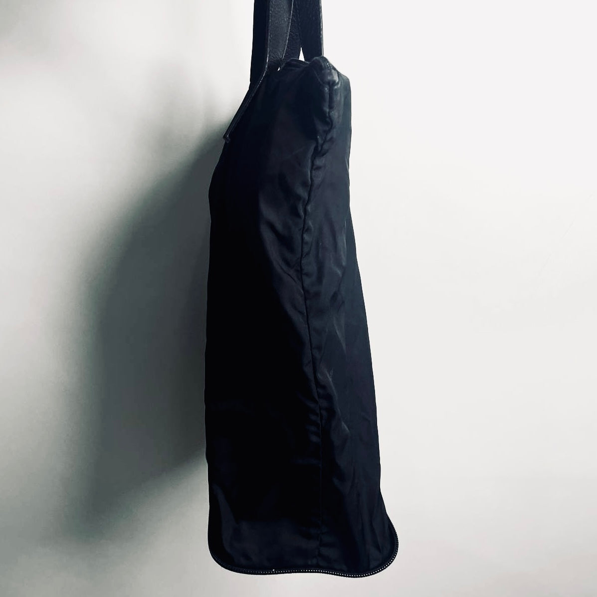 Prada Black Tessuto Classic Monogram Logo Nylon Shopper Shoulder Packable Tote Bag