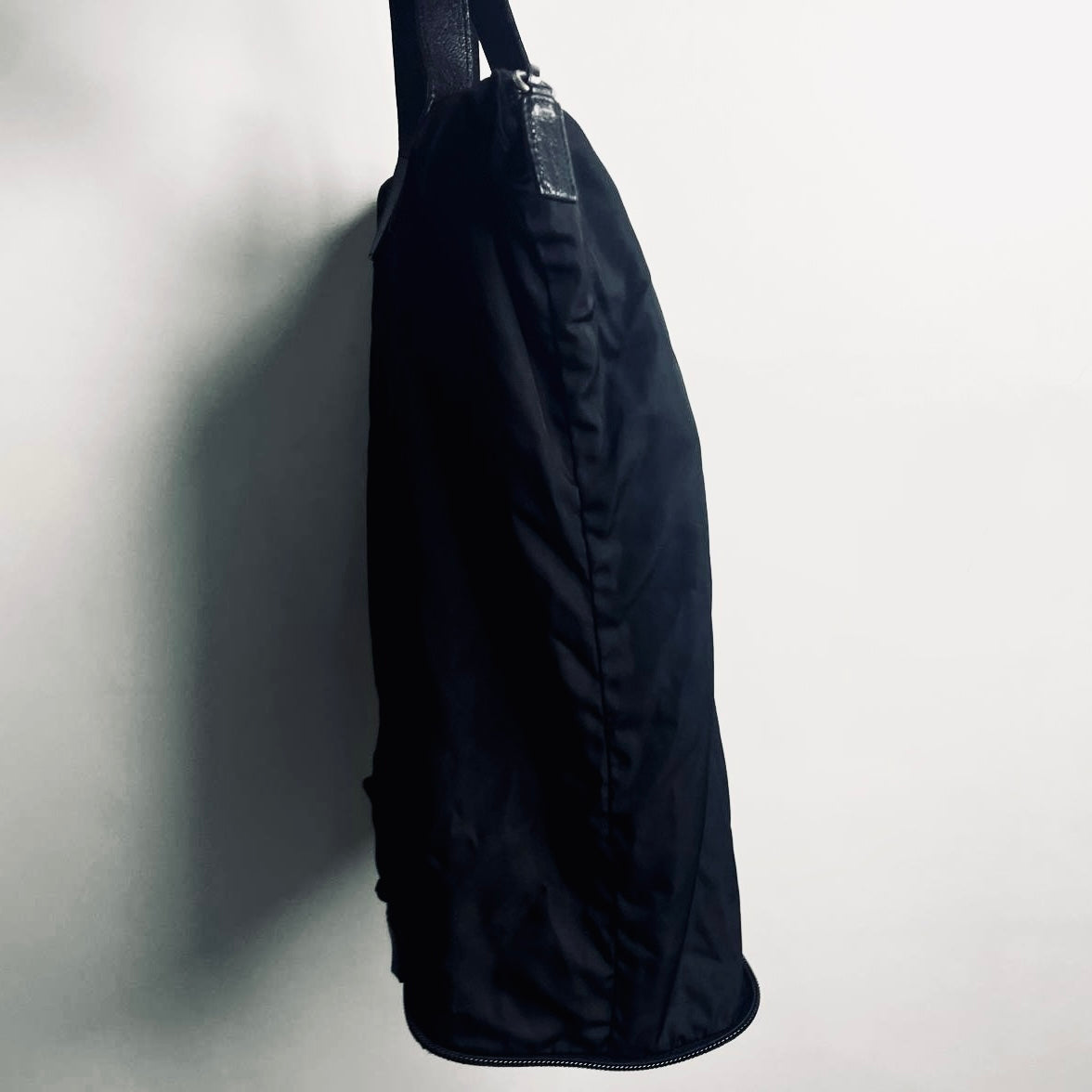 Prada Black Tessuto Classic Monogram Logo Nylon Shopper Shoulder Packable Tote Bag