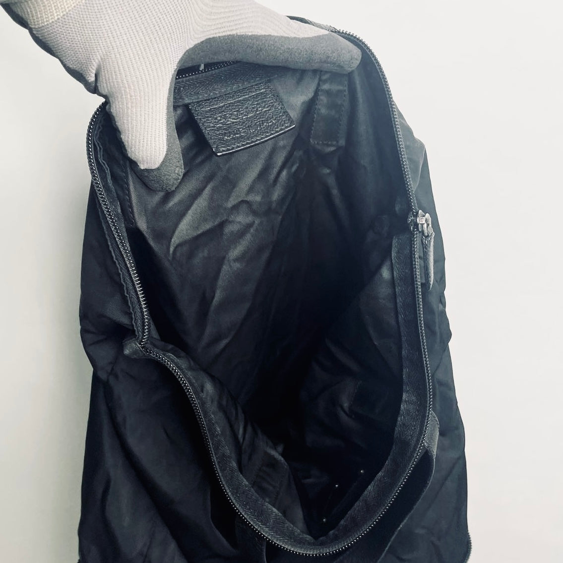 Prada Black Tessuto Classic Monogram Logo Nylon Shopper Shoulder Packable Tote Bag