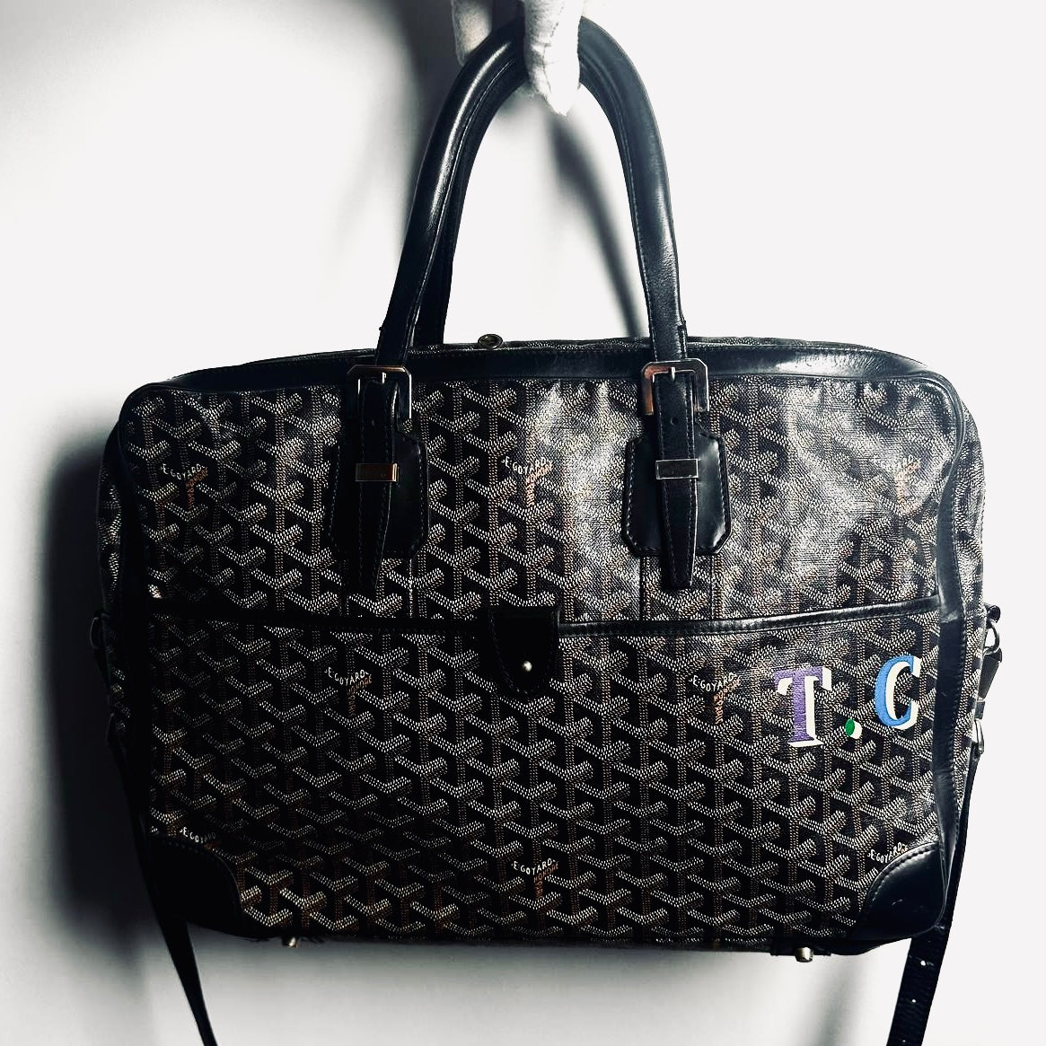 Goyard Black Ambassador MM Briefcase Monogram Logo Goyardine Tote Bag