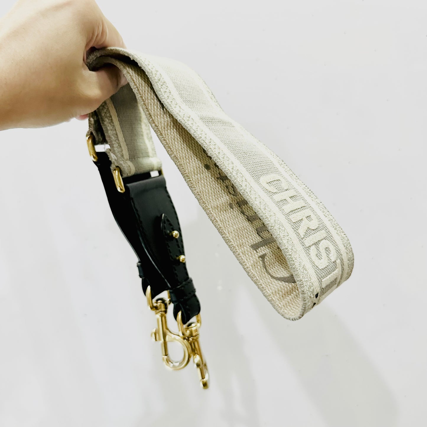 Christian Dior CD Grey GHW Oblique Monogram Logo Guitar Embroidered Embroidery Shoulder Strap