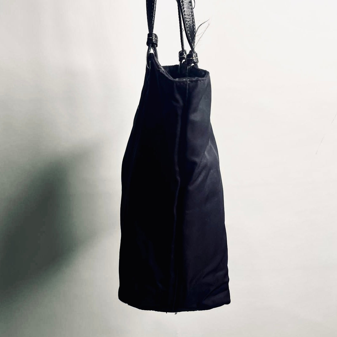 Prada Black Tessuto Acciaio Classic Logo Shopper Zip Shoulder Tote Bag