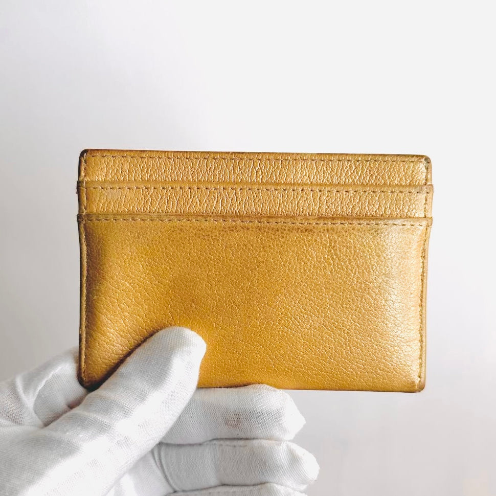 Chanel Camellia Beige Giant CC Logo Chevre Leather Compact Cardholder Card Case Wallet 15s