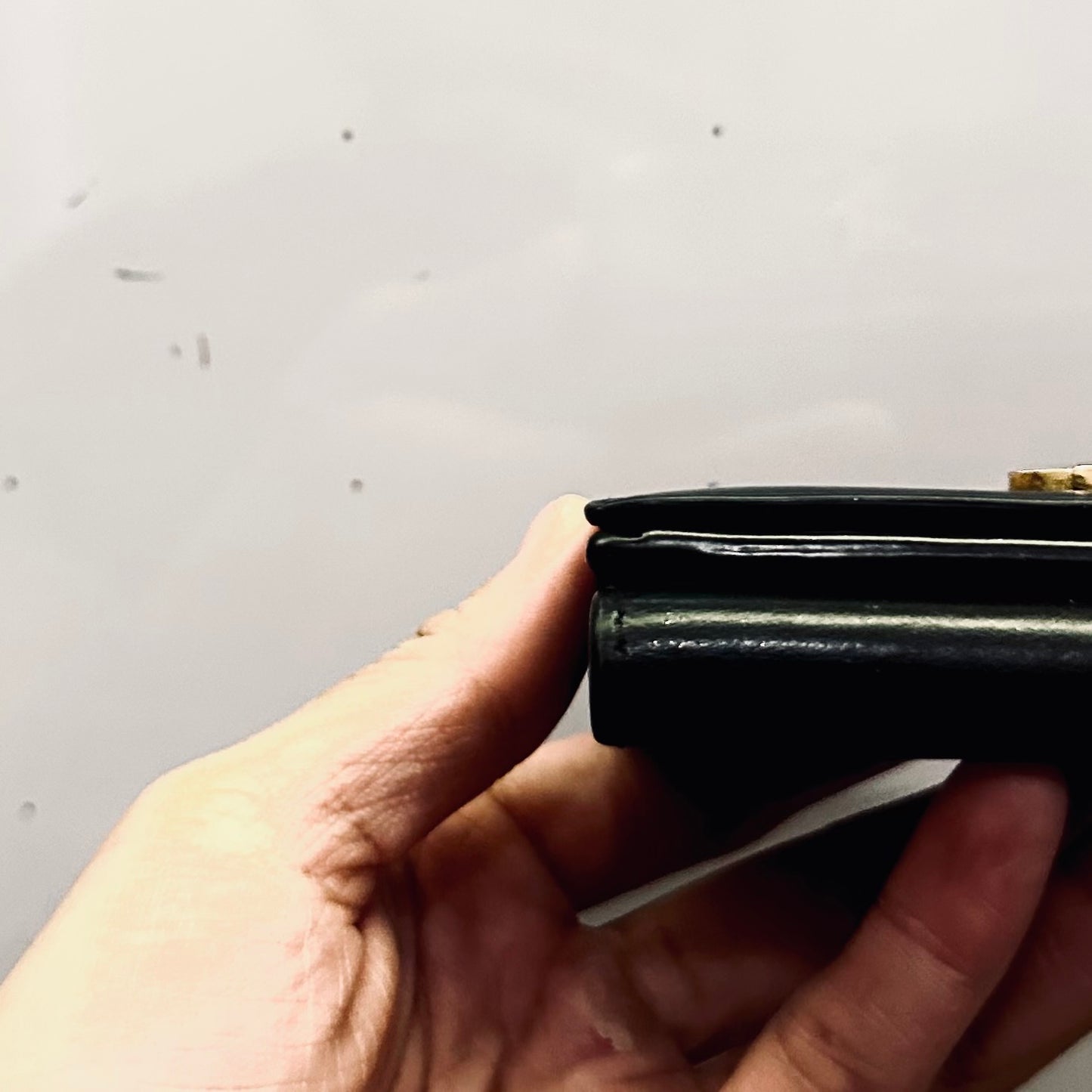 YSL Yves Saint Laurent Black GHW Line Origami Tiny Trifold Compact Flap Wallet Calfskin Leather