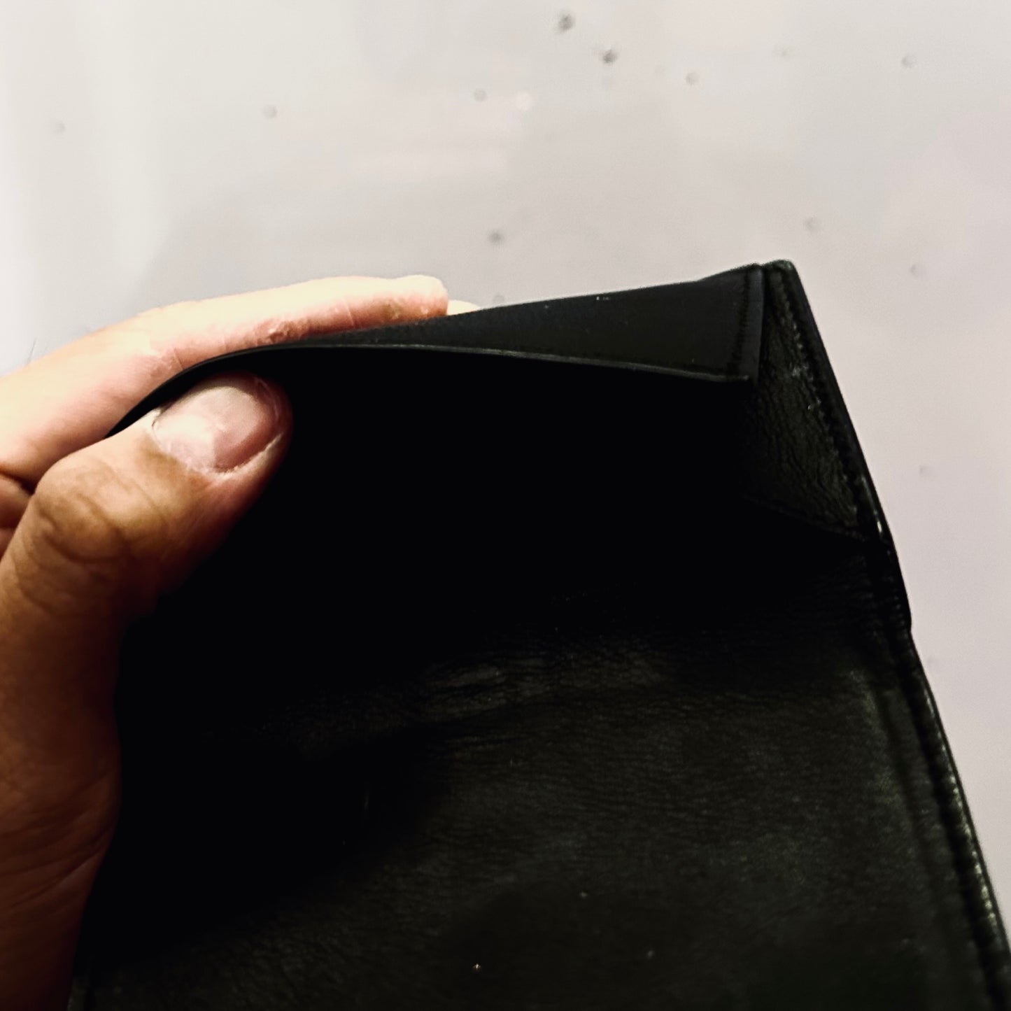 YSL Yves Saint Laurent Black GHW Line Origami Tiny Trifold Compact Flap Wallet Calfskin Leather