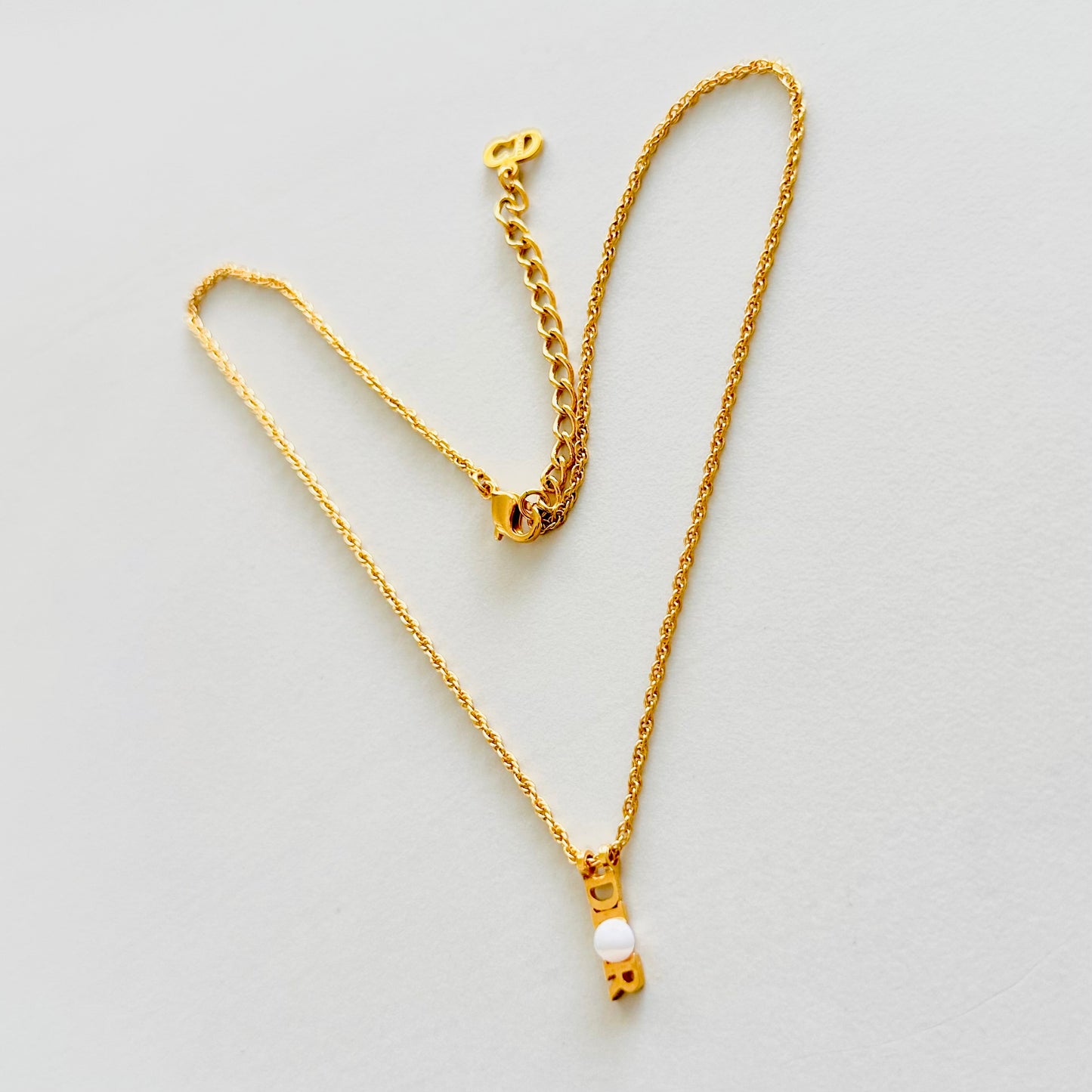 Christian Dior CD Gold Signature Monogram Logo Classic Necklace