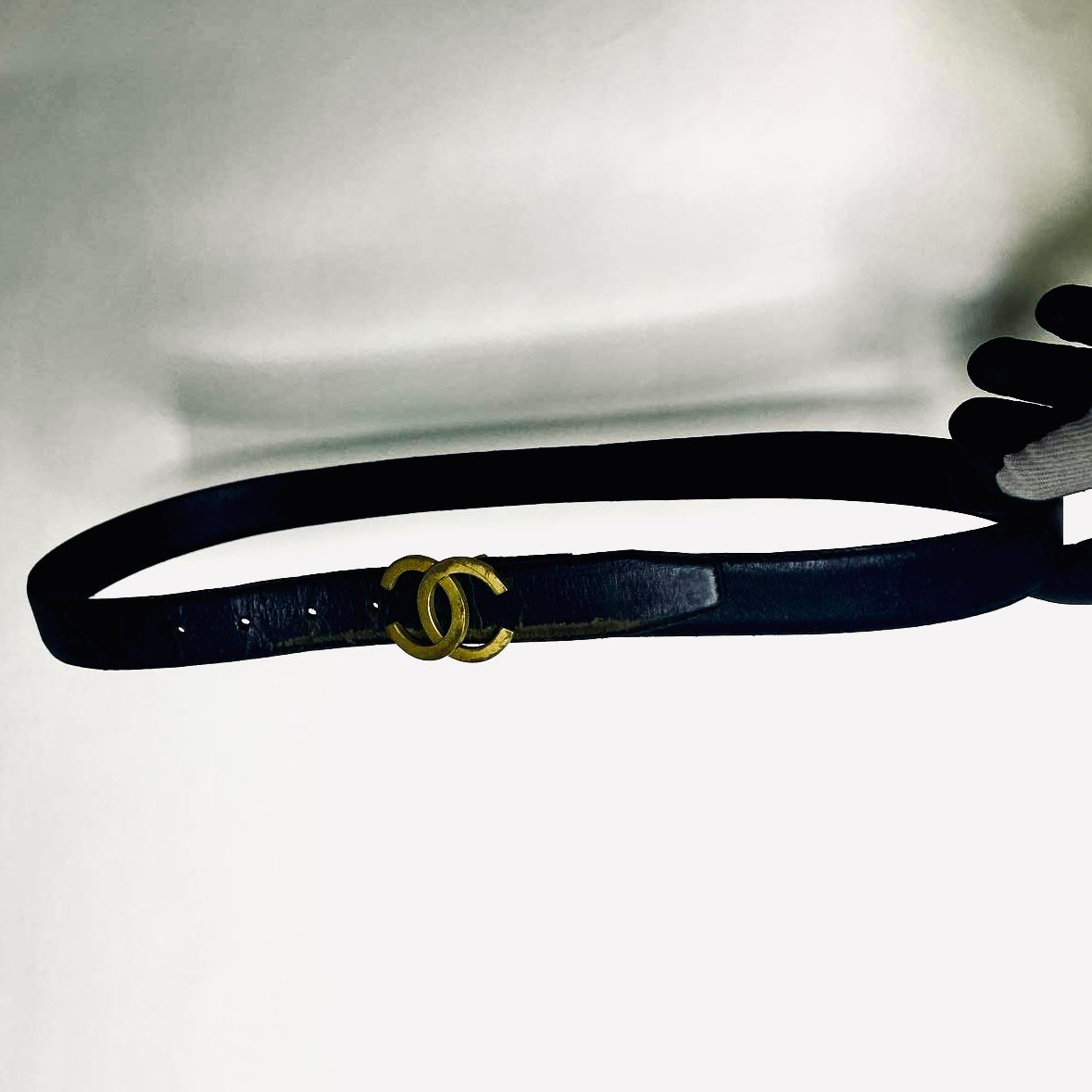Chanel CC Black GHW Gold Giant Monogram Logo Smooth Leather 30MM Iconic Belt