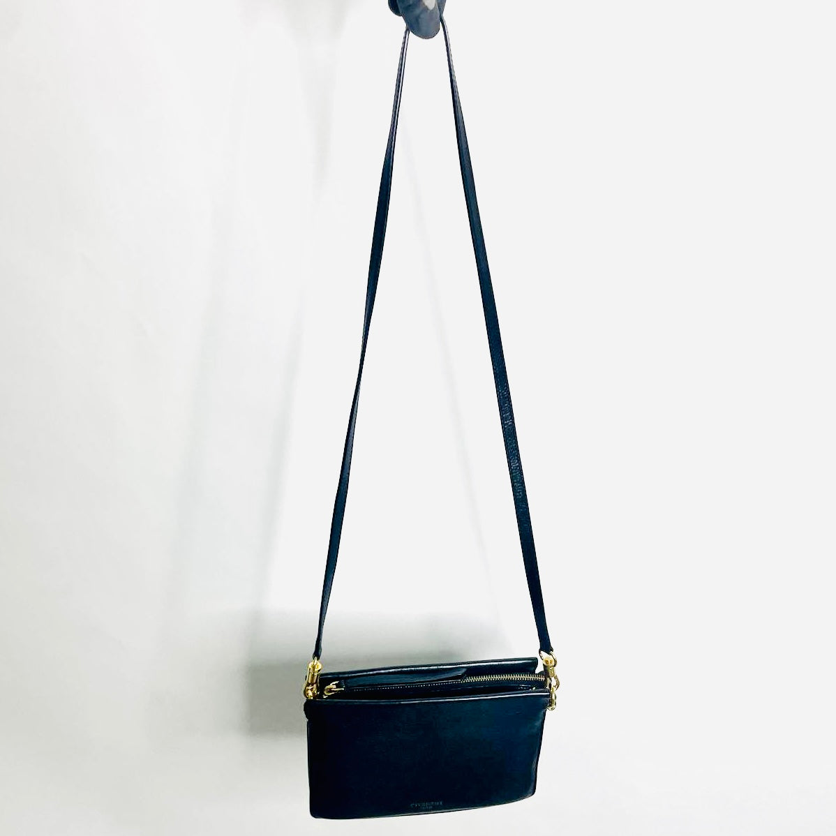 Givenchy Cross 3 Cross3 Black GHW Monogram Logo Goatskin Leather 2-Way Shoulder Sling Top Handle Bag