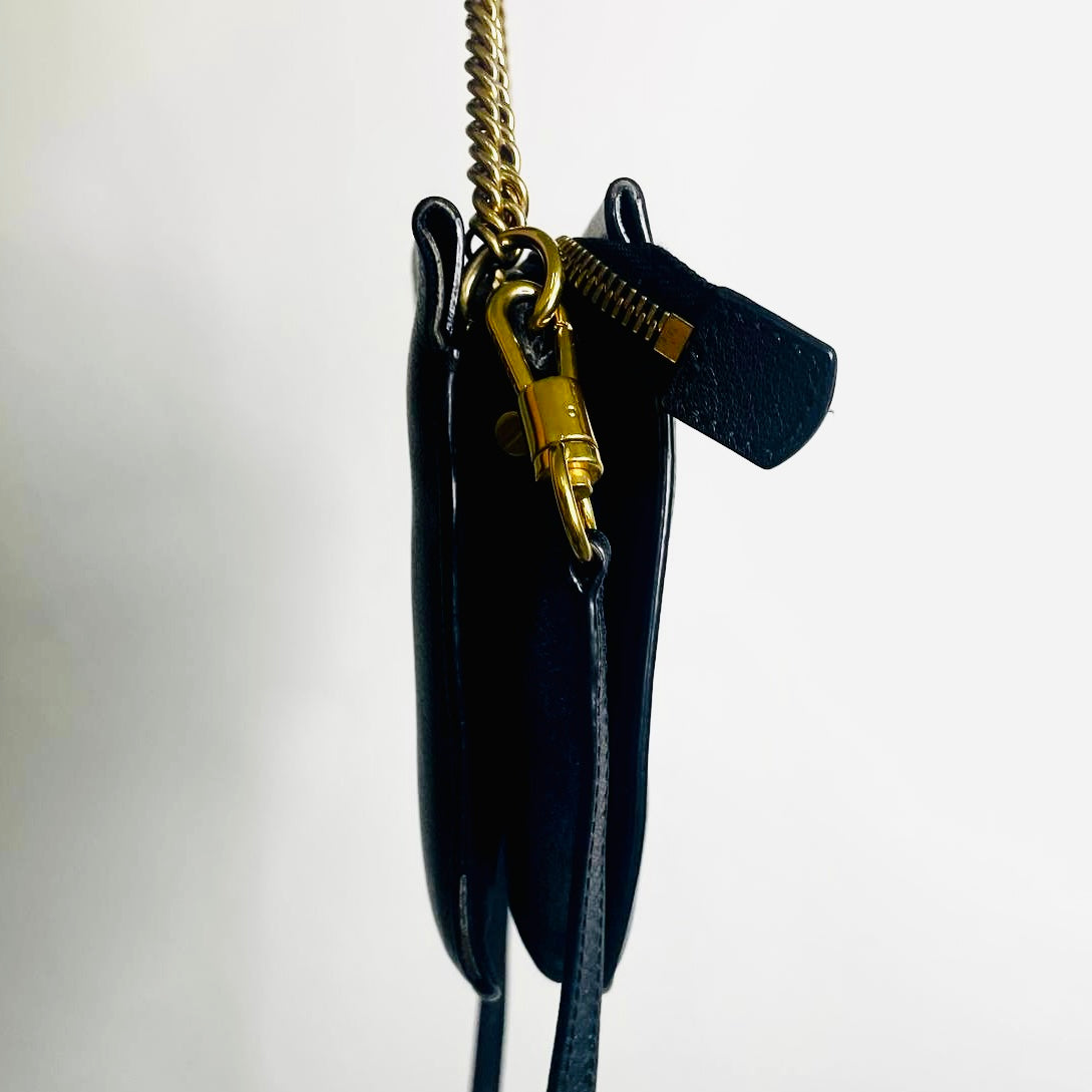 Givenchy Cross 3 Cross3 Black GHW Monogram Logo Goatskin Leather 2-Way Shoulder Sling Top Handle Bag