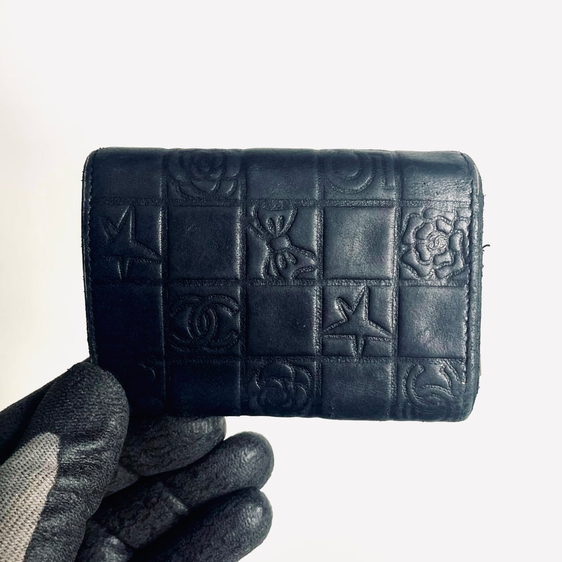 Chanel Black GHW Giant CC Monogram Logo Quilted Lambskin 6 Key Cles Holder Flap Pouch Case 8s