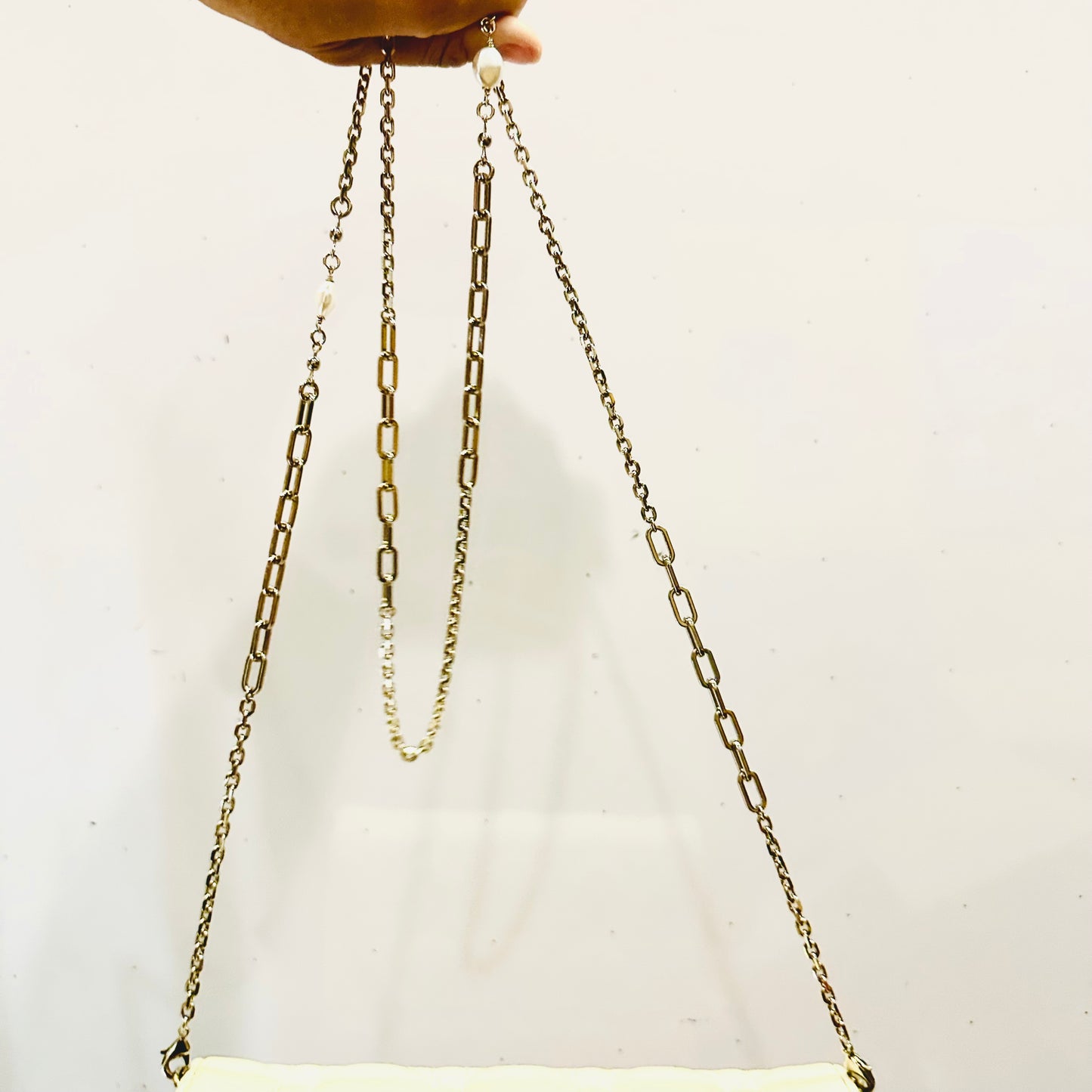 Christian Dior CD Lady My Dior Daily Chain Pouch Latte White GHW Monogram Logo Cannage Quilted Lambskin Shoulder Sling Flap Bag