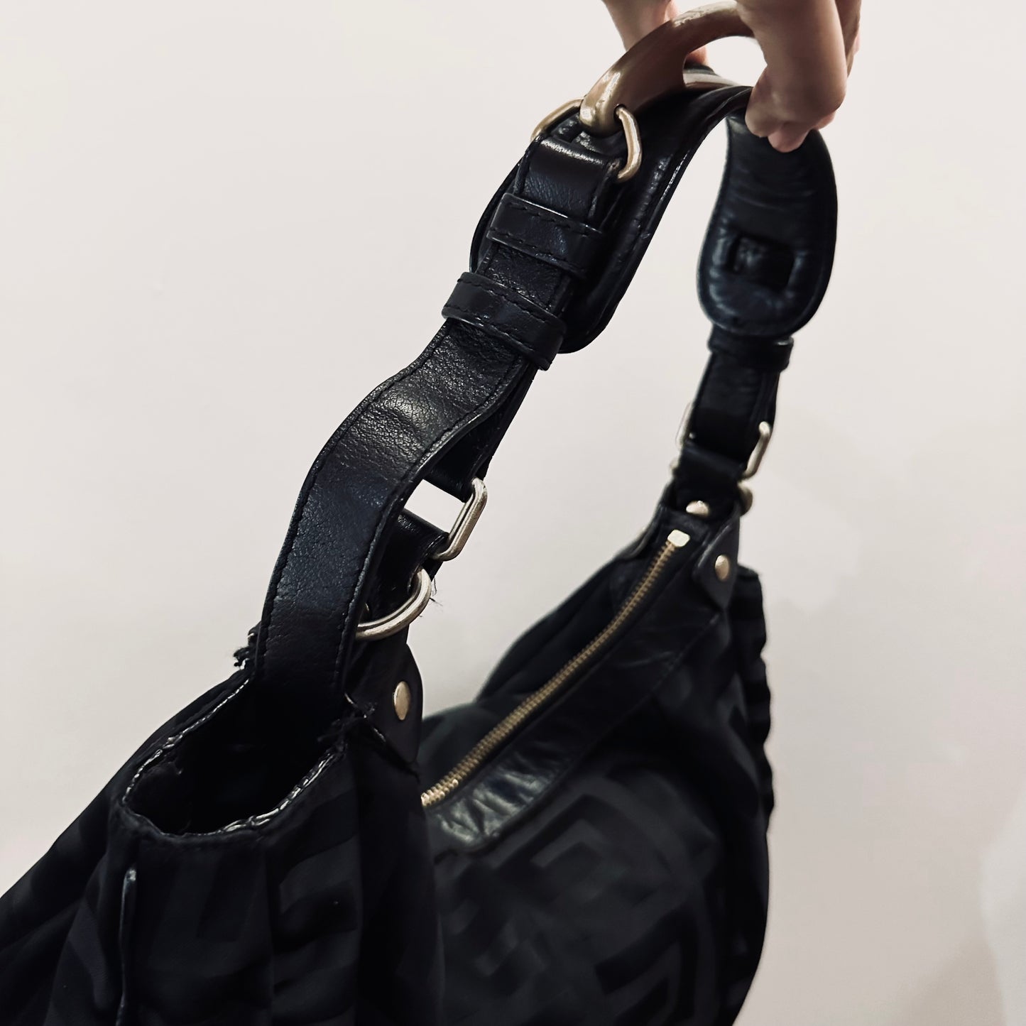 Givenchy Black GHW Classic Monogram Logo Hobo Baguette Shoulder Bag
