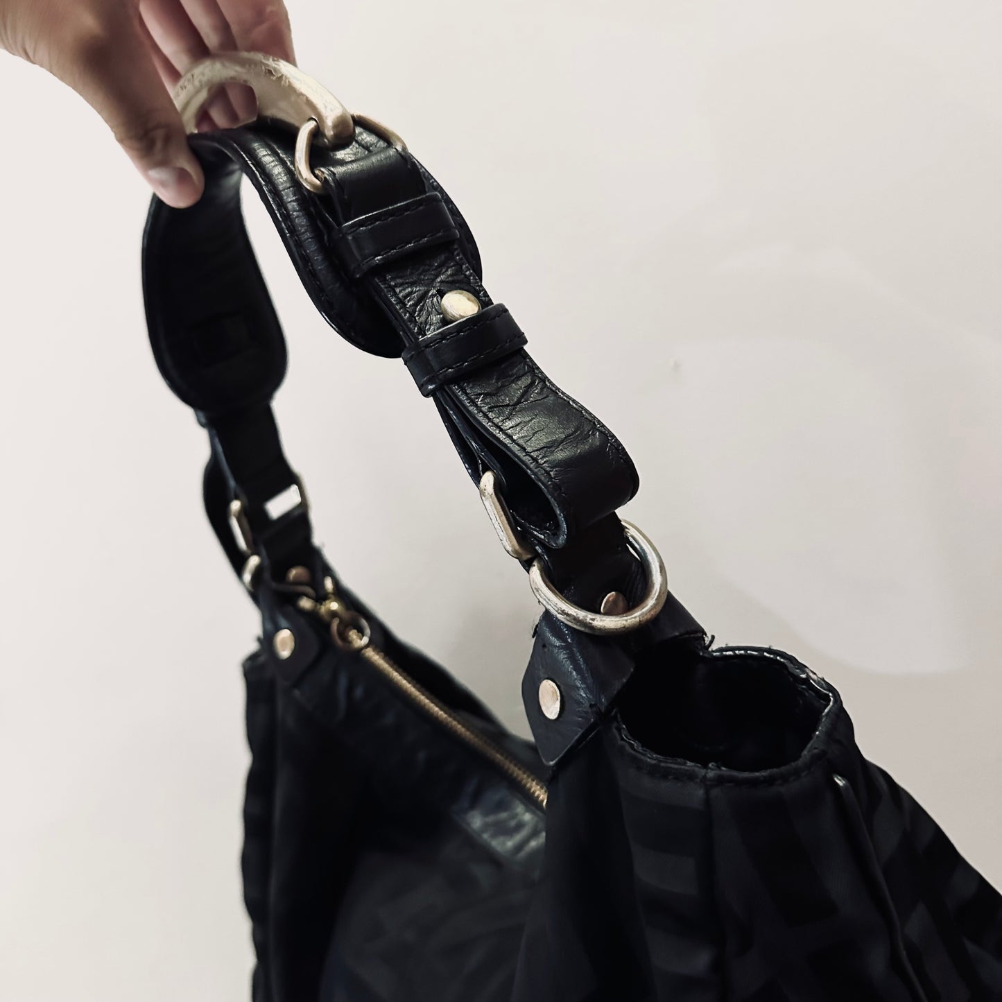 Givenchy Black GHW Classic Monogram Logo Hobo Baguette Shoulder Bag