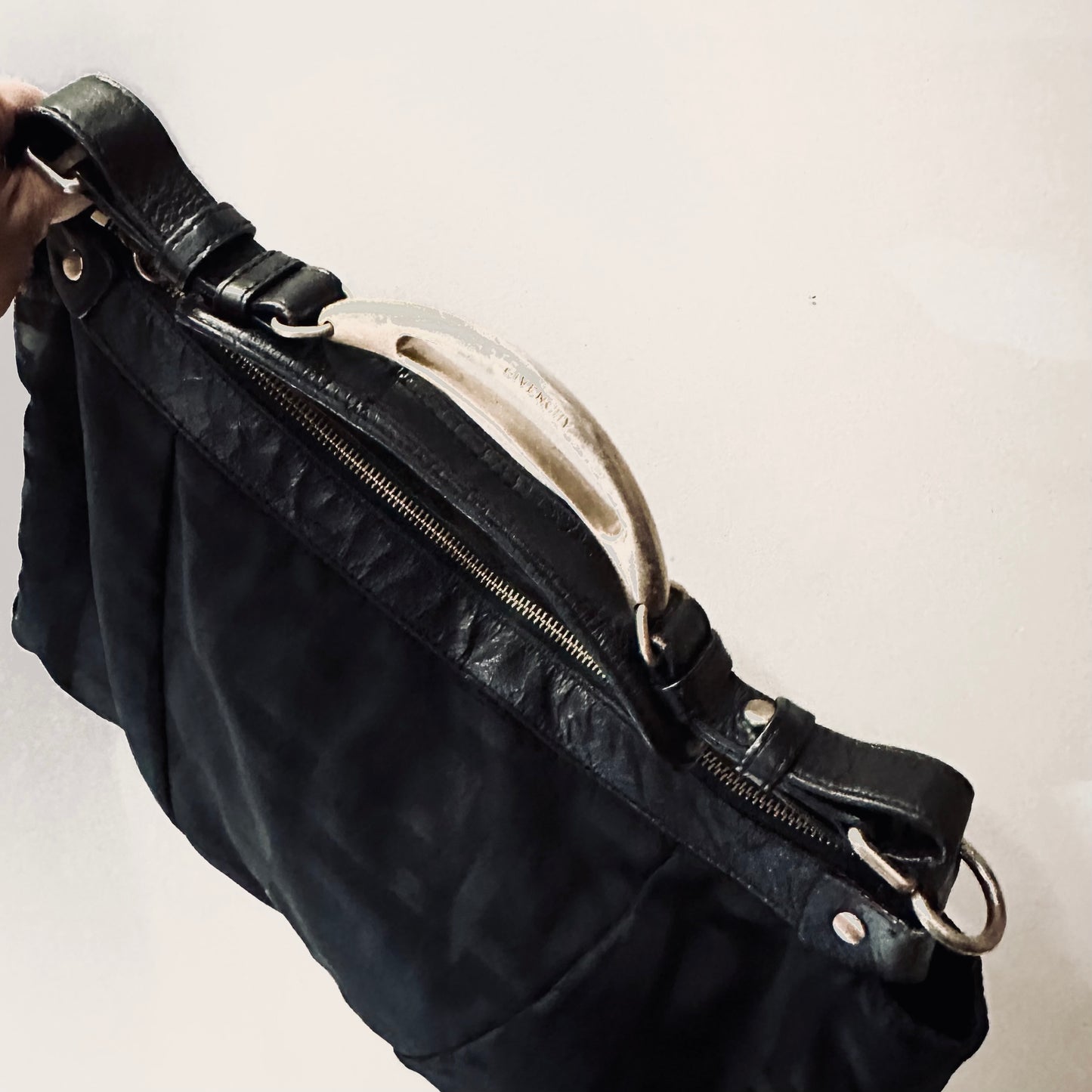 Givenchy Black GHW Classic Monogram Logo Hobo Baguette Shoulder Bag
