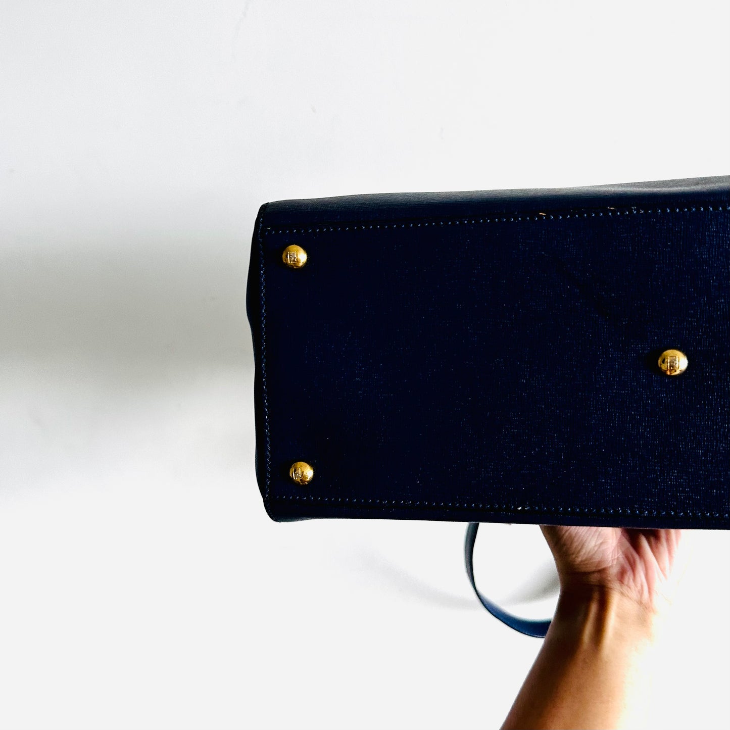 Fendi 2 De Jour 2jours Midnight Navy Blue GHW 2-Way Top Handle Shoulder Sling Tote Bag