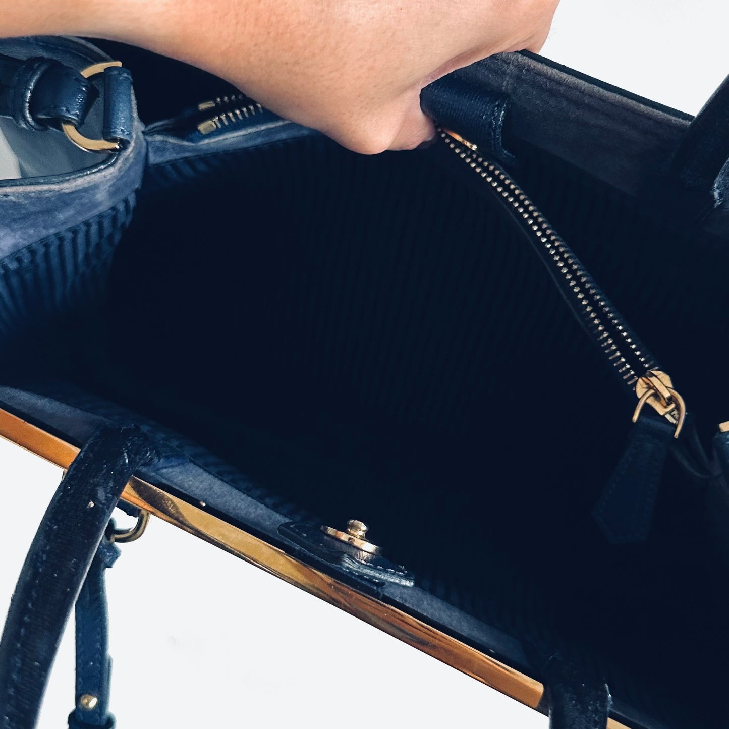 Fendi 2 De Jour 2jours Midnight Navy Blue GHW 2-Way Top Handle Shoulder Sling Tote Bag