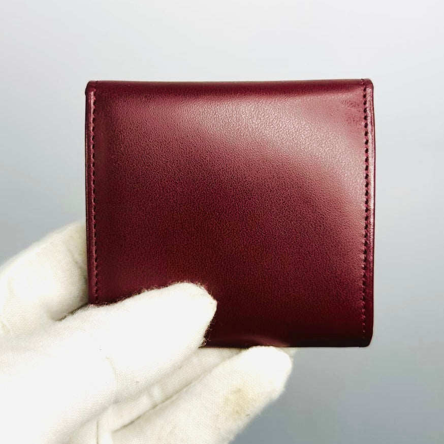 Cartier Must / Mast de Cartier Maroon Burgundy GHW Smooth Leather Flap Coin Purse Compact Wallet
