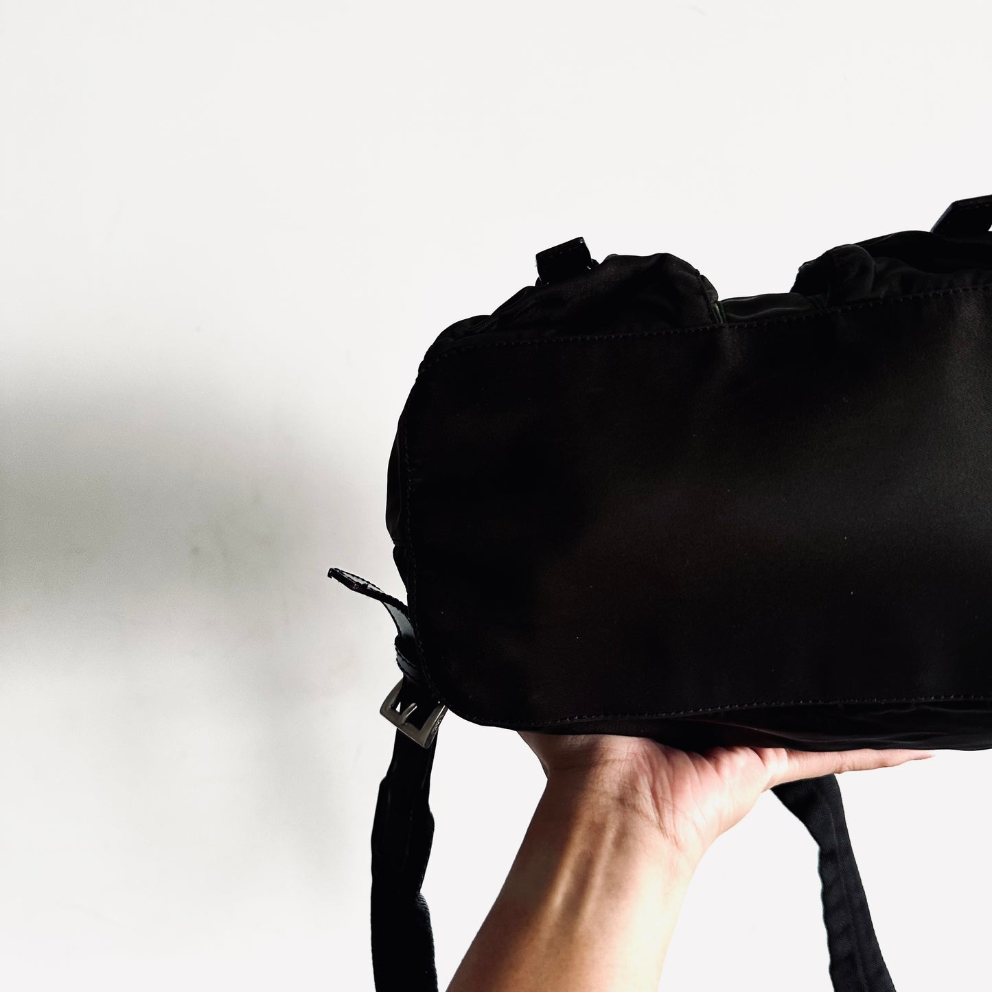 Prada Dark Khaki Tessuto Monogram Logo Small Backpack Bag