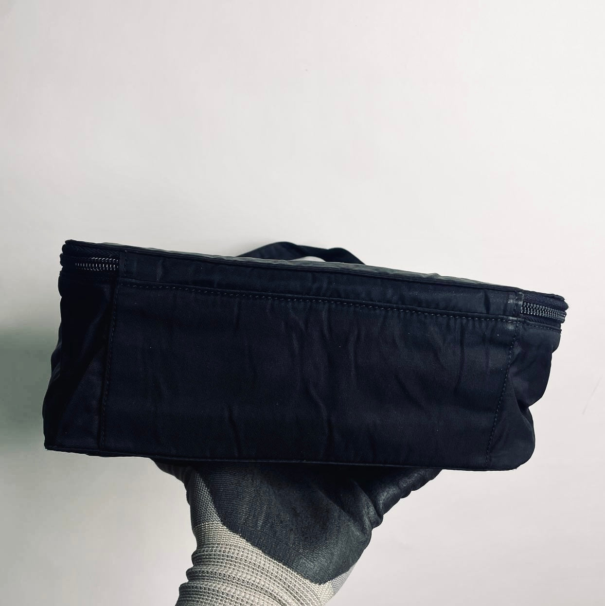 Prada Black Tessuto Classic Logo Boston Bowling Utility Zip Around Briefcase Top Handle Tote Bag