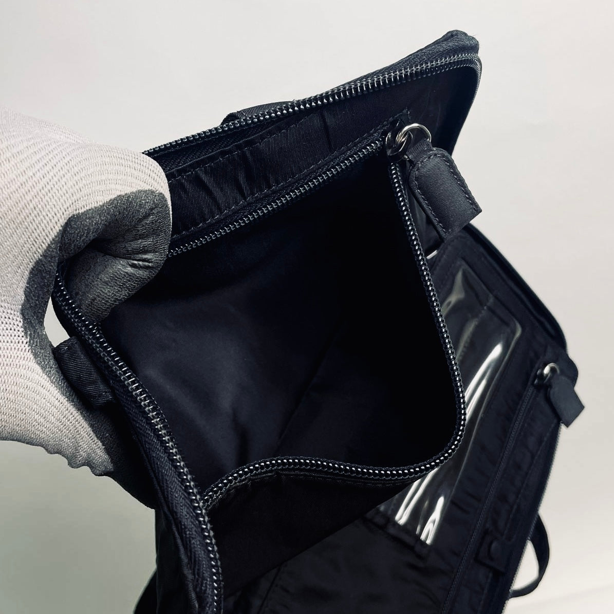 Prada Black Tessuto Classic Logo Boston Bowling Utility Zip Around Briefcase Top Handle Tote Bag