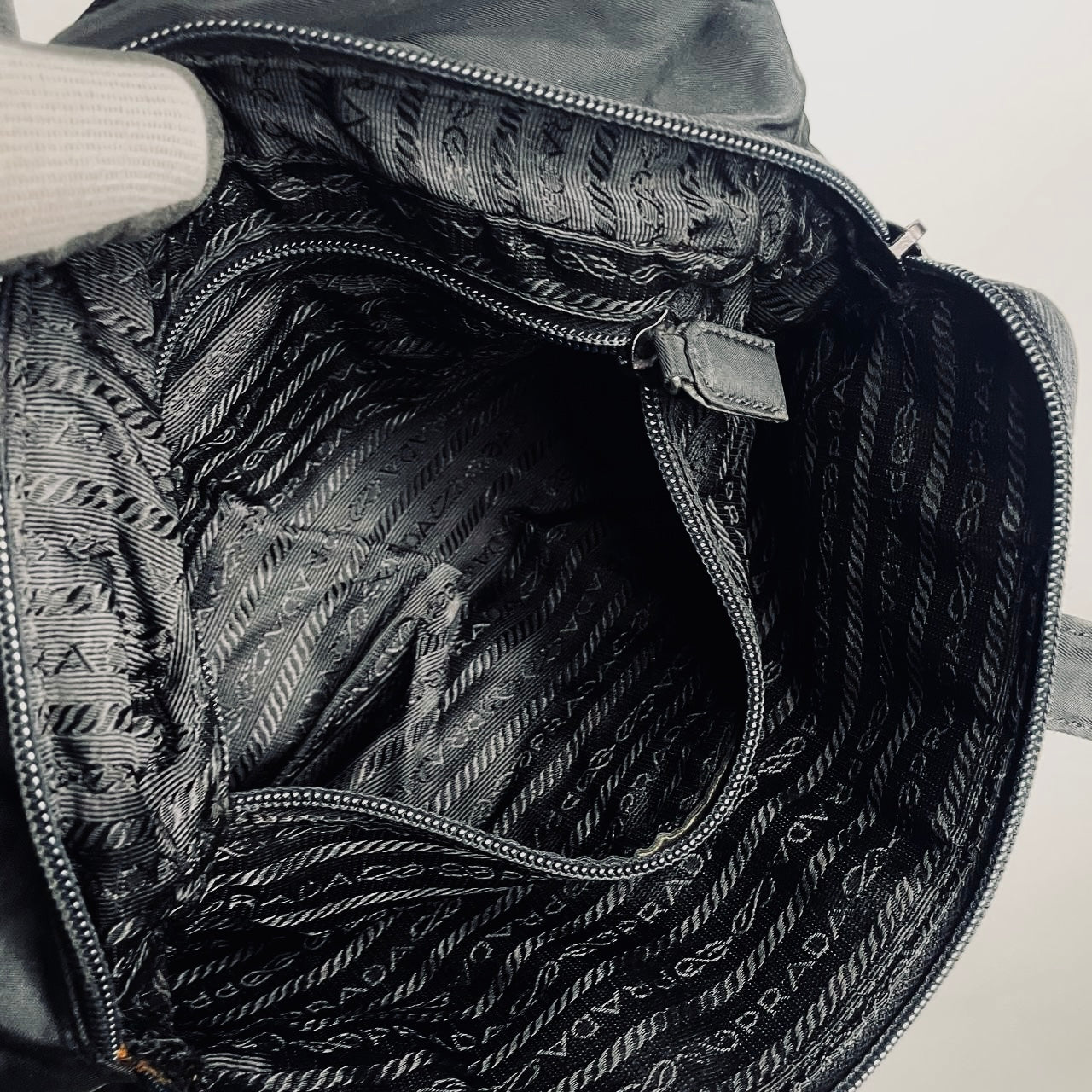 Prada Black Tessuto Classic Logo Boston Bowling Utility Zip Around Briefcase Top Handle Tote Bag