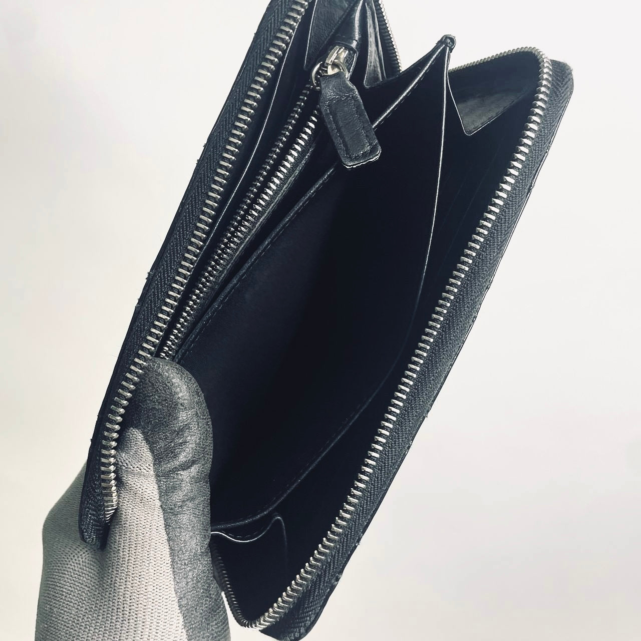 Christian Dior CD Lady Dior Black Cannage Quilted Patent Monogram Logo Long Zippy Zip Around Wallet