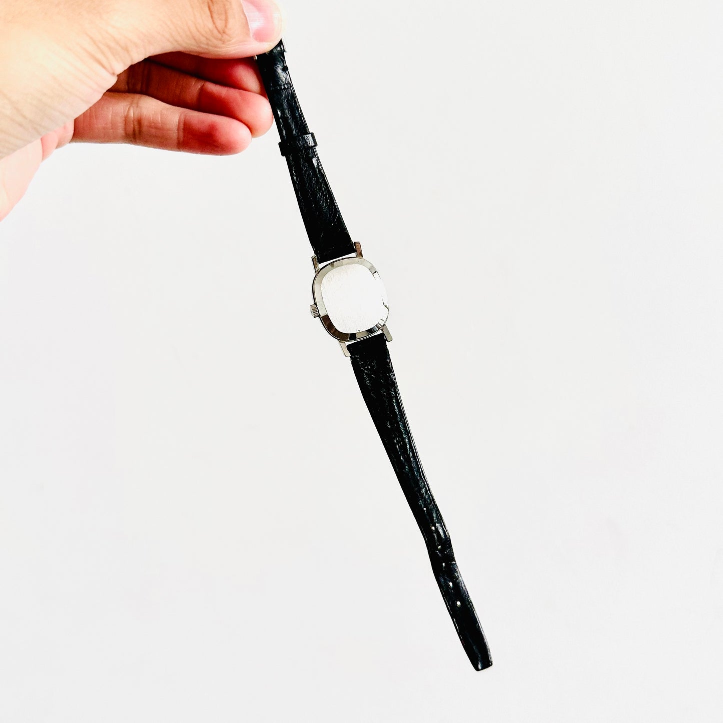 Omega De Ville White Round Dial Black Leather Strap 20MM Vintage Watch