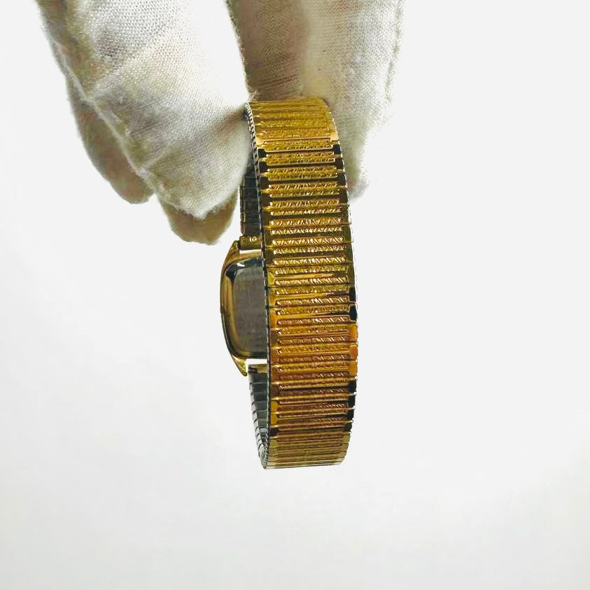 Omega De Ville Gold Square Dial Stainless Steel 22MM Quartz Vintage Watch