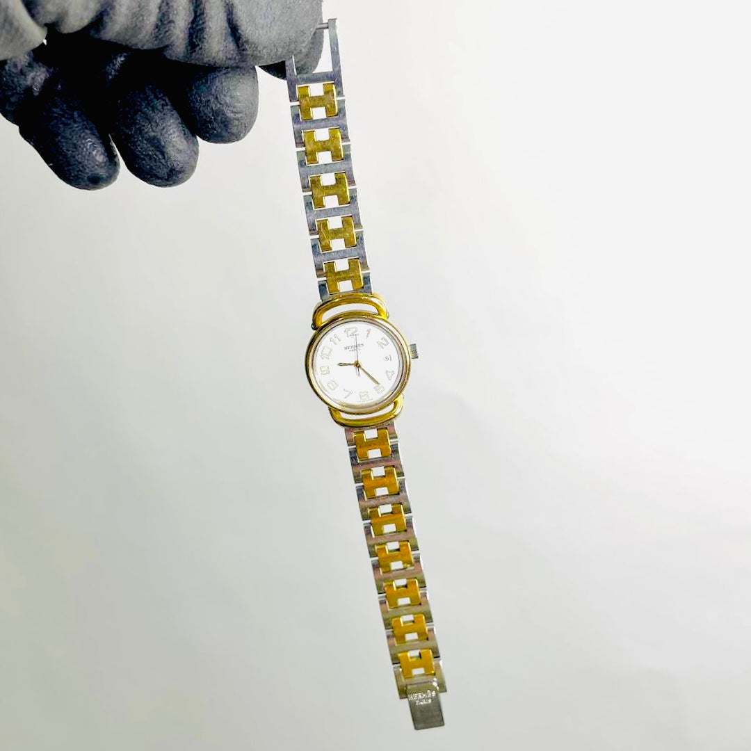 Hermes Arceau Clipper Pullman 27MM Gold & Stainless Steel Quartz Watch