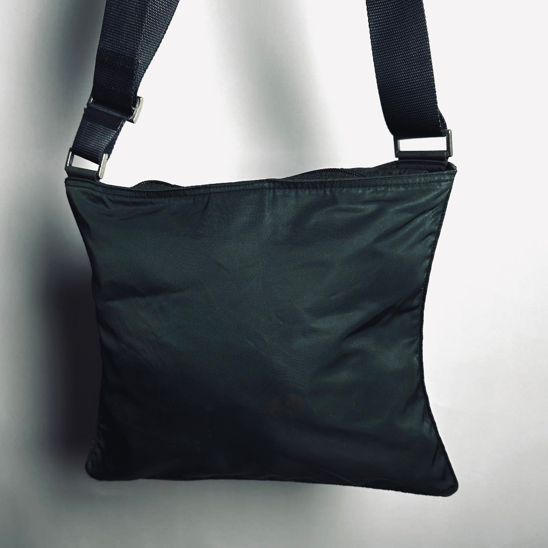 Prada Sage Green Tessuto Classic Monogram Logo Nylon Shoulder Sling Bag