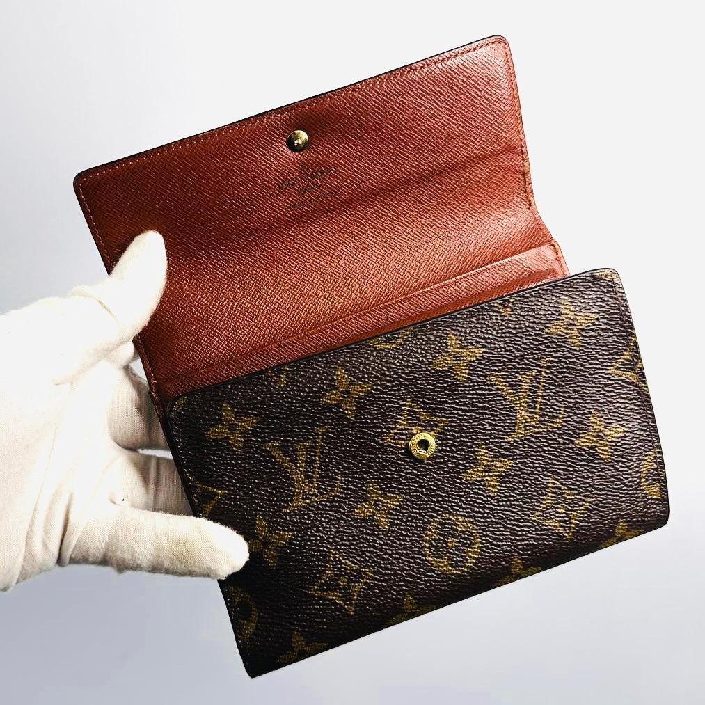 Louis Vuitton LV Monogram Logo Porte Tresor Etui GHW Vintage Flap Trifold Wallet