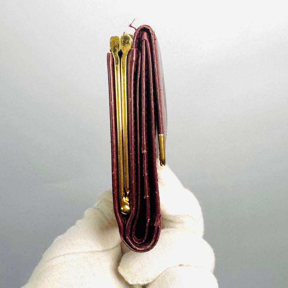 Cartier Must / Mast de Cartier Maroon Burgundy GHW Smooth Leather Flap Trifold Compact Wallet