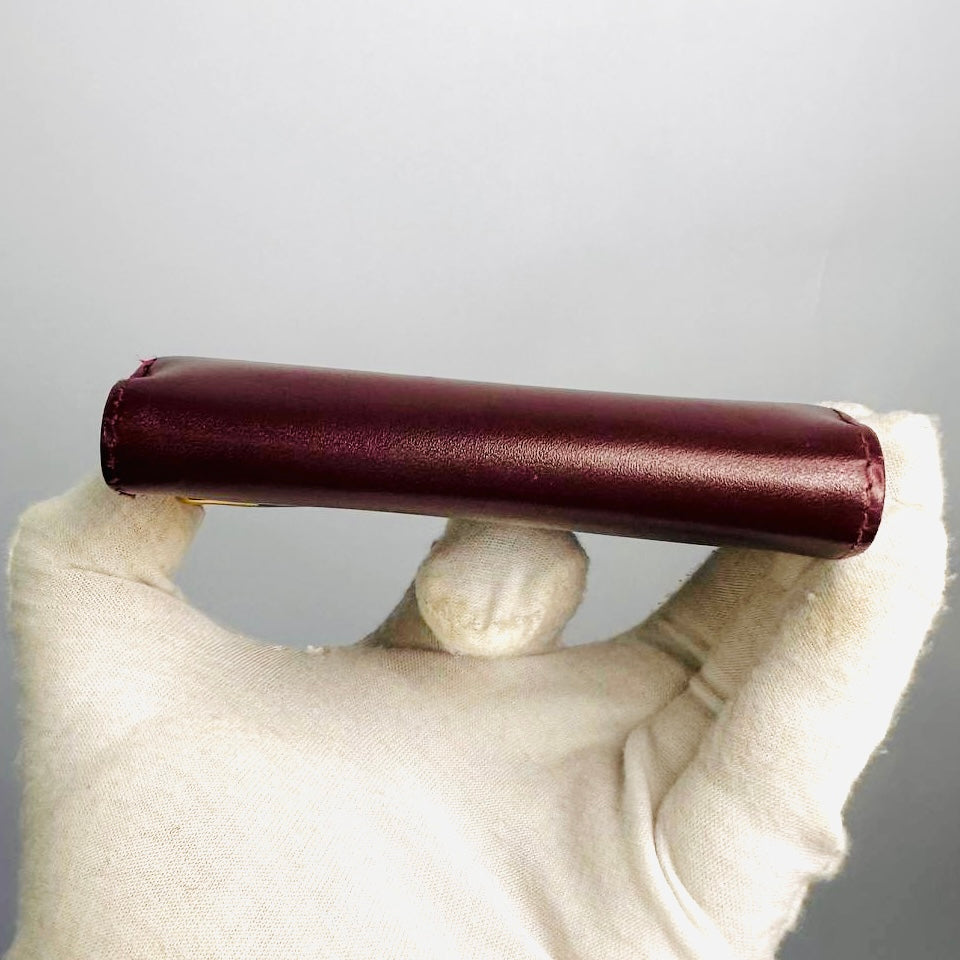 Cartier Must / Mast de Cartier Maroon Burgundy GHW Smooth Leather Flap Trifold Compact Wallet