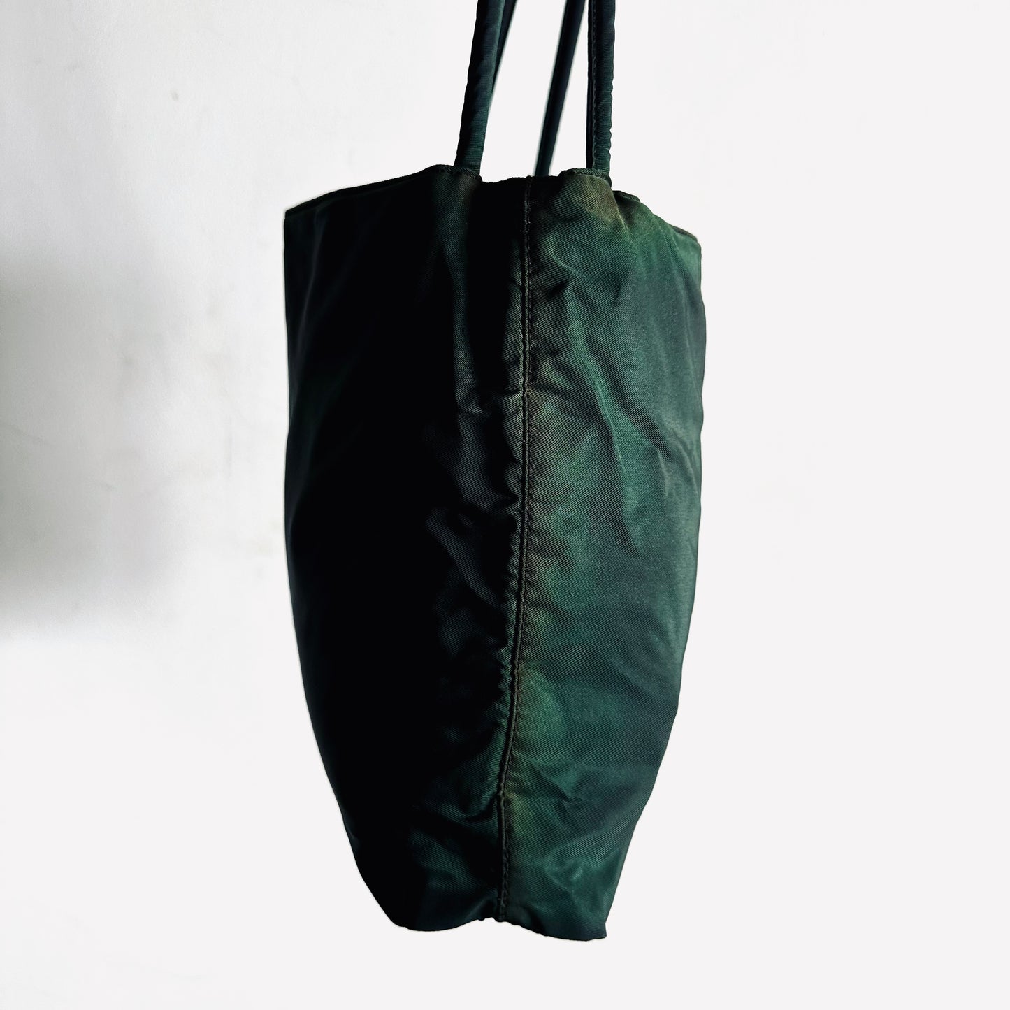 Prada Jade Malachite Tessuto City Classic Logo Structured Shoulder Shopper Tote Bag