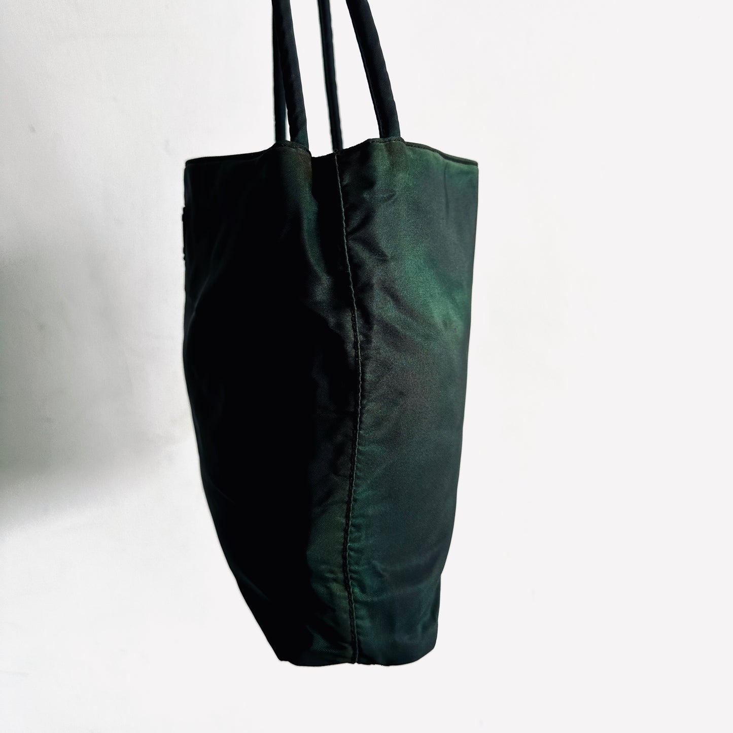 Prada Jade Malachite Tessuto City Classic Logo Structured Shoulder Shopper Tote Bag