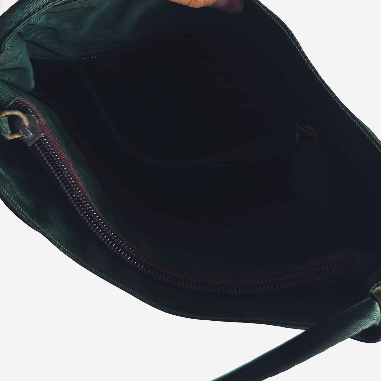 Prada Jade Malachite Tessuto City Classic Logo Structured Shoulder Shopper Tote Bag