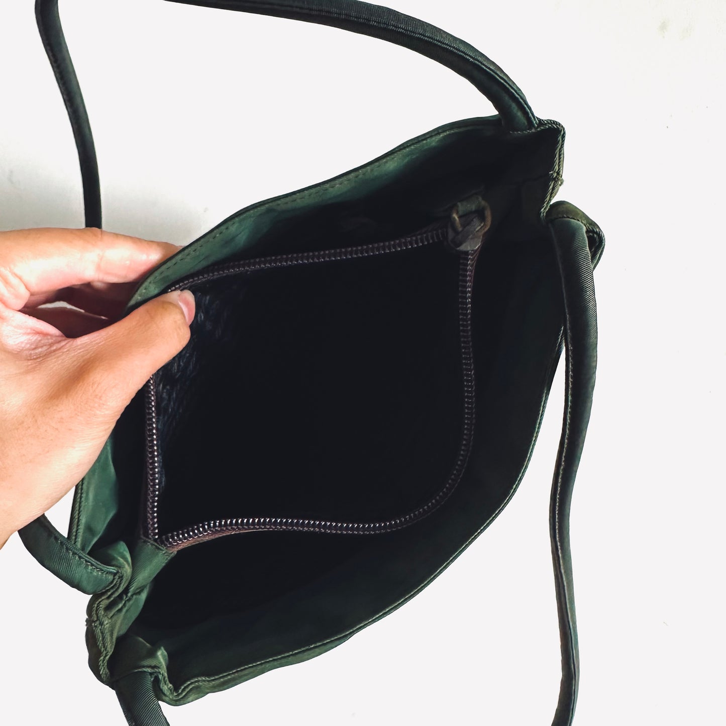 Prada Jade Malachite Tessuto City Classic Logo Structured Shoulder Shopper Tote Bag